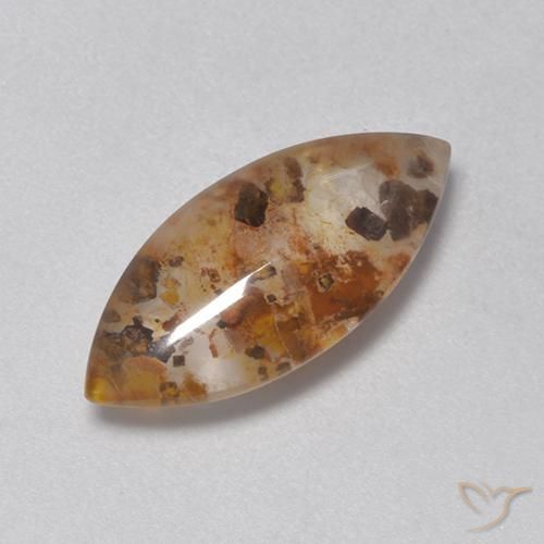 4.54 ct Multicolor Quartz With Marcasite Stone, Natural Quartz With Marcasite in Marquise Cabochon Shape for Sale