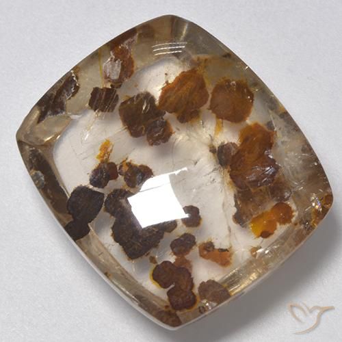 28.55 ct Multicolor Quartz With Marcasite Stone, Natural Quartz With Marcasite in Cushion Cabochon Shape for Sale