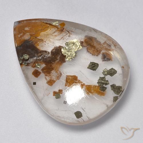 25.26ct Natural Multicolor Quartz With Marcasite, Pear Shape, Transparent