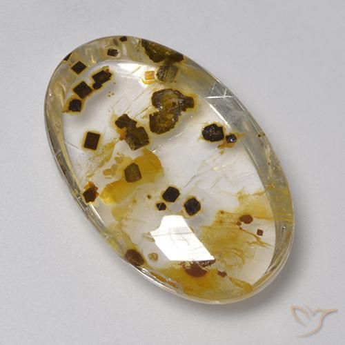 26.59 ct Multicolor Quartz With Marcasite Stone, Natural Quartz With Marcasite in Oval Cabochon Shape for Sale