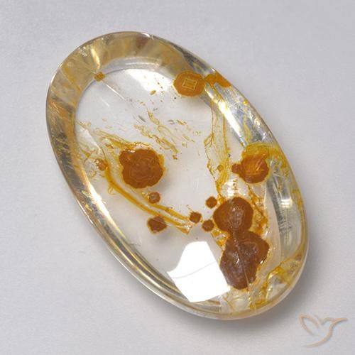 27.58 ct Multicolor Quartz With Marcasite Stone, Natural Quartz With Marcasite in Oval Cabochon Shape for Sale