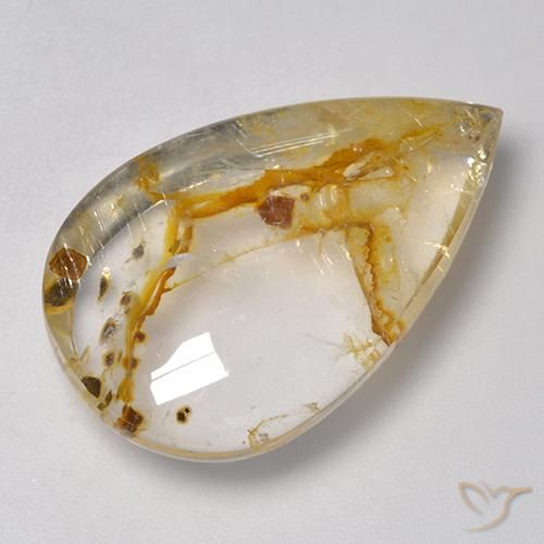 21,8ct Cabochon pera multicolore Quarzo Con Marcasite dal Brasile, Dimension 25,1 x 15,8mm, Natural Nessuna Gemstone, Transparent Clarity, 1 piece Quarzo Con Marcasite in Multicolore Color, Mohs Hardness of 7 adatto per gioielli da indossare ogni giorno, Photo A