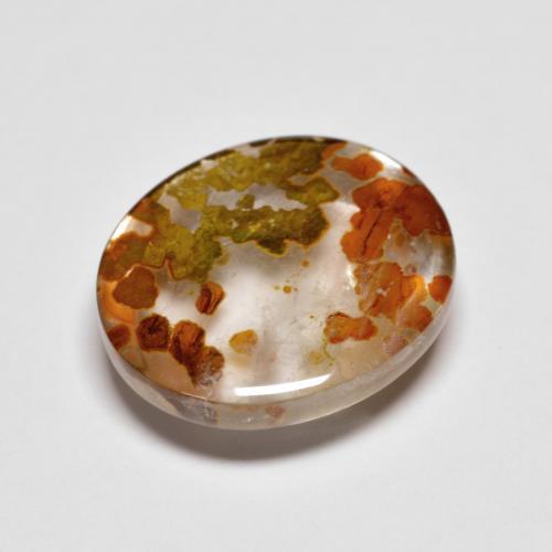 5.28 ct Multicolor Quartz With Marcasite Gemstone, Quartz With Marcasite Gem in Oval Cabochon Shape for Sale.
