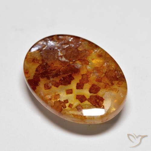 11.98 ct Multicolor Quartz With Marcasite Stone, Natural Quartz With Marcasite in Oval Cabochon Shape for Sale