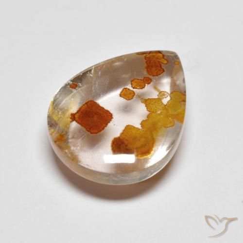 9.42 ct Multicolor Quartz With Marcasite Stone, Natural Quartz With Marcasite in Pear Cabochon Shape for Sale