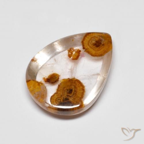 8.3 ct Pear Quartz With Marcasite, 17.6 x 12.8 mm From Brazil, Photo A