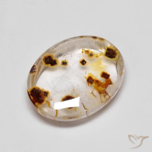 9.60 ct Multicolor Quartz With Marcasite Stone, Natural Quartz With Marcasite in Oval Cabochon Shape for Sale