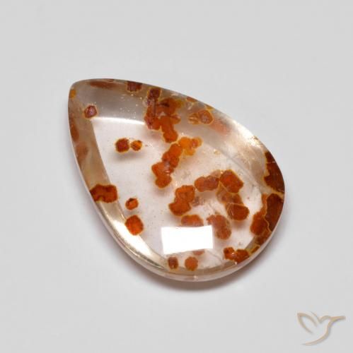 6.01 ct Multicolor Quartz With Marcasite Stone, Natural Quartz With Marcasite in Pear Cabochon Shape for Sale