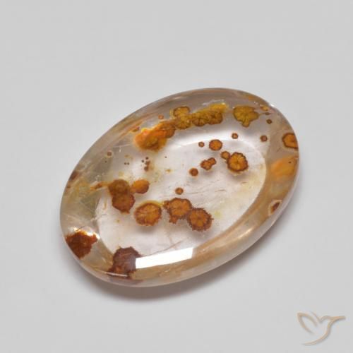 5.58 ct Multicolor Quartz With Marcasite Stone, Natural Quartz With Marcasite in Oval Cabochon Shape for Sale