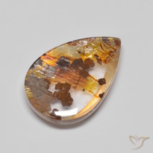 8.32 ct Multicolor Quartz With Marcasite Stone, Natural Quartz With Marcasite in Pear Cabochon Shape for Sale