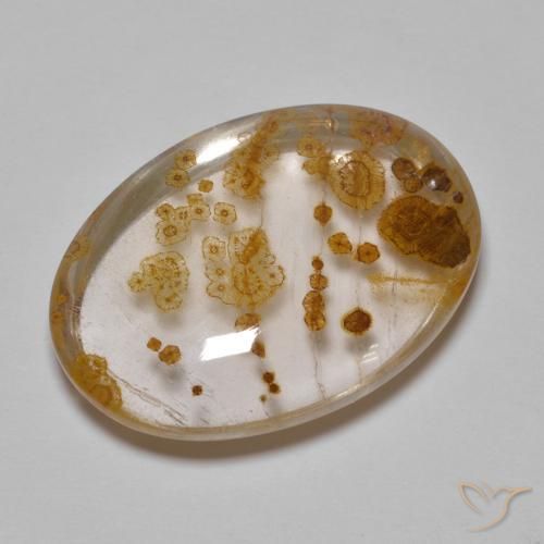 23.29 ct Multicolor Quartz With Marcasite Stone, Natural Quartz With Marcasite in Oval Cabochon Shape for Sale