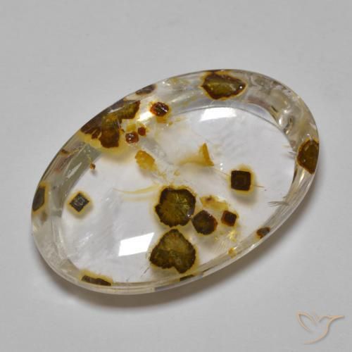29.44 ct Multicolor Quartz With Marcasite Stone, Natural Quartz With Marcasite in Oval Cabochon Shape for Sale
