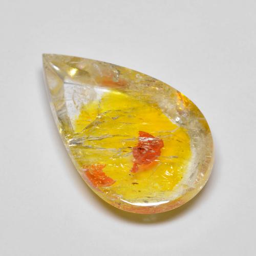 Mehrfarbig Quartz With Marcasite Edelstein - 8.3ct Birnen Cabochon (ID: 585647)