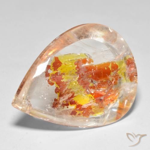 37.46ct Natural Multicolor Quartz With Marcasite, Pear Shape, Transparent