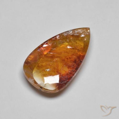19.90 ct Multicolor Quartz With Marcasite Stone, Natural Quartz With Marcasite in Pear Cabochon Shape for Sale