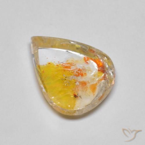 4.45ct Natural Multicolor Quartz With Marcasite, Pear Shape, Transparent