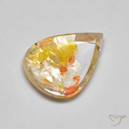 4.45 ct Multicolor Quartz With Marcasite Stone, Natural Quartz With Marcasite in Pear Cabochon Shape for Sale