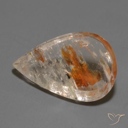 14.58 ct Multicolor Quartz With Marcasite Stone, Natural Quartz With Marcasite in Pear Cabochon Shape for Sale