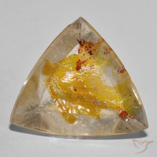 27.02 ct Golden Quartz With Marcasite Stone, Natural Quartz With Marcasite in Trillion Cabochon Shape for Sale