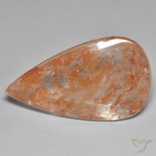 26.01ct Natural Reddish Orange Quartz With Marcasite, Pear Shape, Transparent
