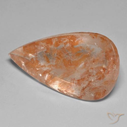 26.01 ct Orange Quartz With Marcasite Stone, Natural Quartz With Marcasite in Pear Cabochon Shape for Sale