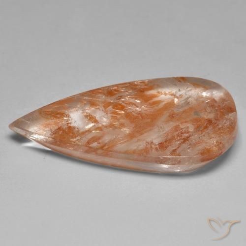 Quartz With Marcasite Gemstone in 31.5 x 17.9 mm Size for Sale, Quartz With Marcasite Stone in Reddish Orange Color
