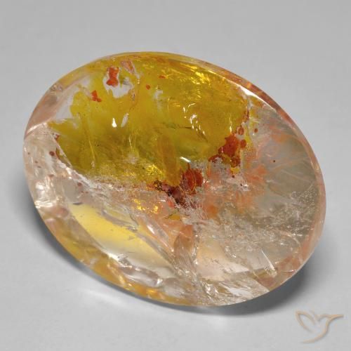 44.84 ct Multicolor Quartz With Marcasite Stone, Natural Quartz With Marcasite in Oval Cabochon Shape for Sale