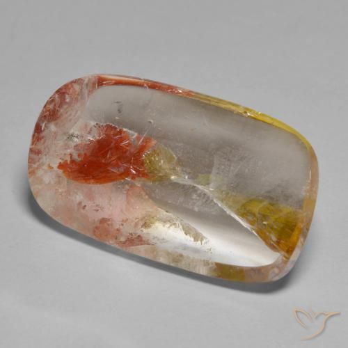 21.03 ct Multicolor Quartz With Marcasite Stone, Natural Quartz With Marcasite in Cushion Cabochon Shape for Sale