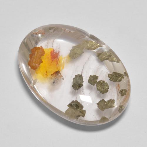 Mehrfarbig Quartz With Marcasite Edelstein - 17ct Oval Cabochon (ID: 612223)