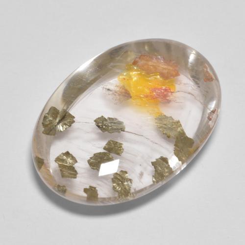 17.03 ct Multicolor Quartz With Marcasite Stone, Natural Quartz With Marcasite in Oval Cabochon Shape for Sale