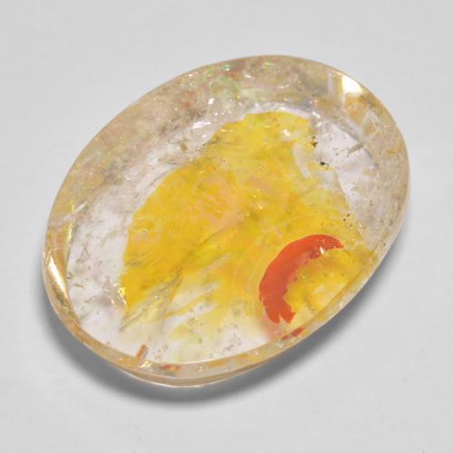 22.71 ct Golden Quartz With Marcasite Gemstone, Quartz With Marcasite Gem in Oval Cabochon Shape for Sale.