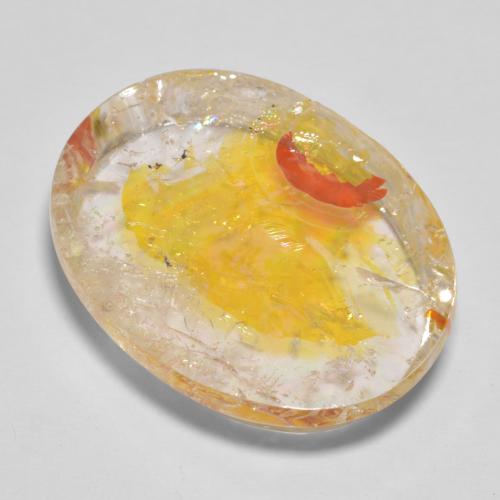 22.71 ct Golden Quartz With Marcasite Stone, Natural Quartz With Marcasite in Oval Cabochon Shape for Sale