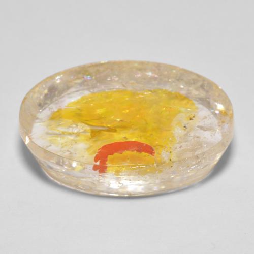 Quartz With Marcasite Gemstone in 22.5 x 17.3 mm Size for Sale, Quartz With Marcasite Stone in Golden Yellow Color