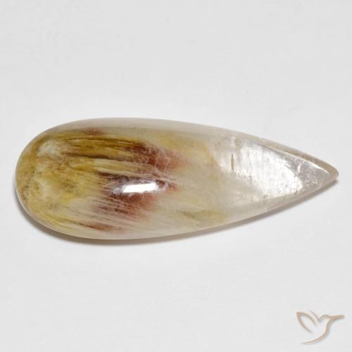 21.71 ct Multicolor Quartz With Marcasite Stone, Natural Quartz With Marcasite in Pear Cabochon Shape for Sale