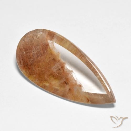 10.47 ct Multicolor Quartz With Marcasite Stone, Natural Quartz With Marcasite in Pear Cabochon Shape for Sale