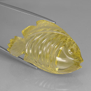 80.06 ct Yellow Quartz Stone, Natural Quartz in Carved Fish Shape for Sale