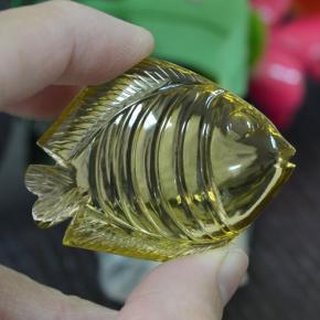 105.35 ct Yellow Quartz Gemstone, Quartz Gem in Carved Fish Shape for Sale.