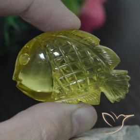 90.46 ct Yellow Quartz Stone, Natural Quartz in Carved Fish Shape for Sale