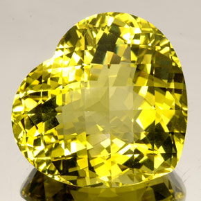 77.27 ct Yellow Quartz Gemstone, Quartz Gem in Heart Checkerboard Shape for Sale.