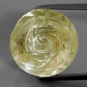 21.03 ct Yellow Quartz Gemstone, Quartz Gem in Carved Flower Shape for Sale.