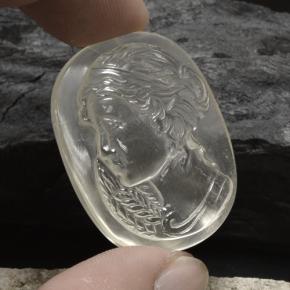 74.59 ct White Quartz Stone, Natural Quartz in Oval Carved Cameo Shape for Sale