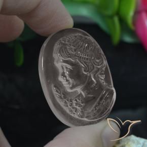 55.41 ct White Quartz Stone, Natural Quartz in Oval Carved Cameo Shape for Sale