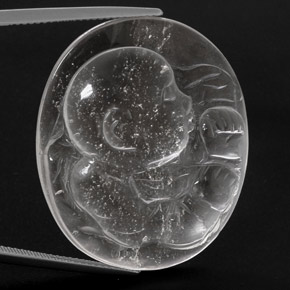 64.11 ct White Quartz Gemstone, Quartz Gem in Carved Cameo Shape for Sale.