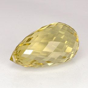 22.59 ct Yellow Quartz Gemstone, Quartz Gem in Briolette with Hole Shape for Sale.
