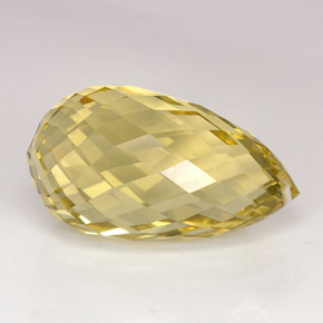 22.59 ct Yellow Quartz Stone, Natural Quartz in Briolette with Hole Shape for Sale
