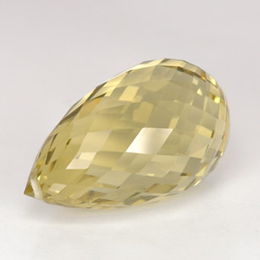 15.28 ct Yellow Quartz Gemstone, Quartz Gem in Briolette with Hole Shape for Sale.