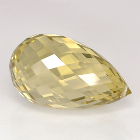 15.28 ct Yellow Quartz Stone, Natural Quartz in Briolette with Hole Shape for Sale