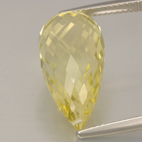 12.08 ct Yellow Quartz Stone, Natural Quartz in Briolette with Hole Shape for Sale