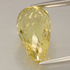 12.38 ct Yellow Quartz Stone, Natural Quartz in Briolette with Hole Shape for Sale