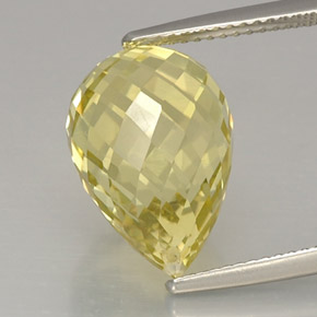 10.31 ct Yellow Quartz Stone, Natural Quartz in Briolette with Hole Shape for Sale